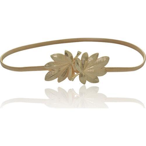 Designer Gold Silver Maple Leaf Elastic Wedding Belts for Women Girl Stretch Skinny Waist Cummerbunds Metal Female Belt BG-0264
