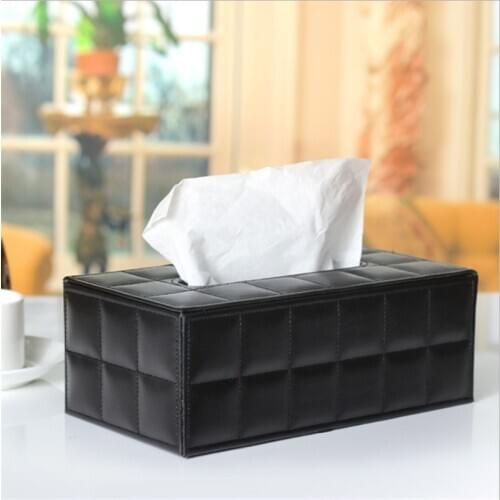 European High-grade PU Tissue Box Durable Rectangle Paper Container Car Home Napkin Storage Desktop Paper Towel Holder
