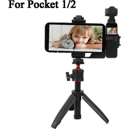 Osmo Pocket Mount Phone Holder for DJI Osmo Pocket 1 2 Smartphone Handheld Holder w/Tripod Extension Rod Cold Shoe Accessories