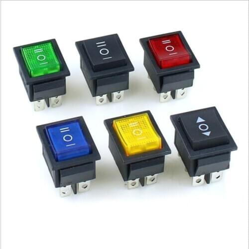 KCD4 1PCS black Rocker Switch Power Switch ON-OFF-ON 3 Position 6 Pins No lights 16A 250VAC/ 20A 125VAC