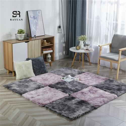 RAYUAN Gradation Polyester Plush Suede Shaggy Carpet DIY Puzzle Mat Warm Soft Area Rug Anti Slip Children Baby Play Mats Playmat