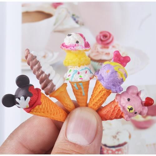 5pcs/lot Doll Re-ment Miniature Pretend Toys Mini Resin Ice-cream Play food for blyth bjd Dollhouse Kitchen ice cream for barbie