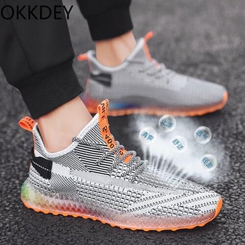 2020 new 4D printing flying knitting mens shoes coconut shoes personalized color jelly bottom tide shoes breathable rainbow sho