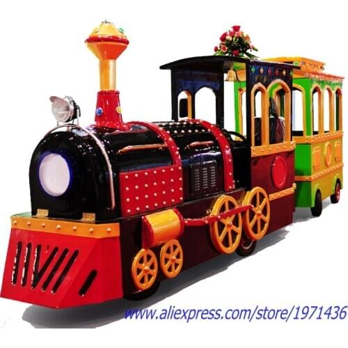 The Latest Design Fiberglass No Track Amusement Park Equipment Outdoor Tourism Sightseeing Mini Electric Trains