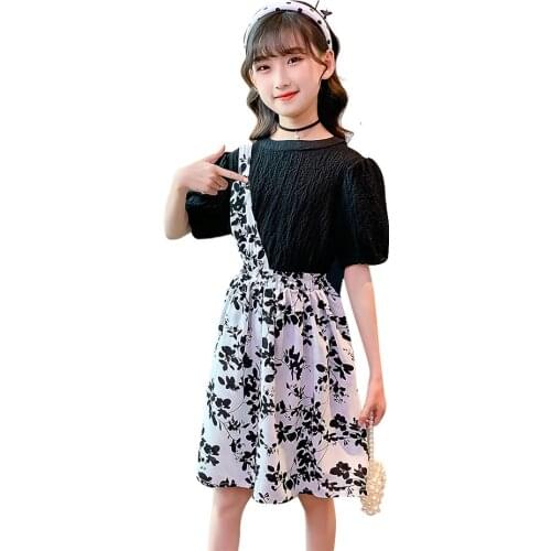 Clothes For Girls Blouse + Floral Dress Clothing For Girls Casual Style Girl Outfit Summer Childrens Tracksuit 6 8 10 12 14