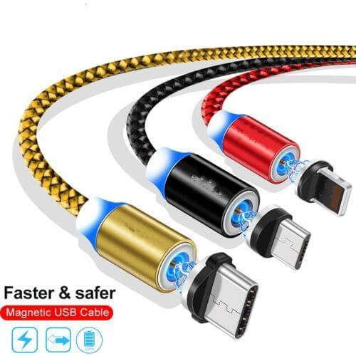 Original Magnetic Cable Braided Type C Micro USB magnetic usb charging cable for Apple iphone X 7 8 6 Xs Max XR Samsung s10 cord
