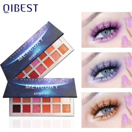QIBEST 18 Color Pearlescent Matte Eyeshadow Palette Mercury Retrograde Starry Sky Fantasy Highlight Shimmer Eyeshadow Eye Makeup
