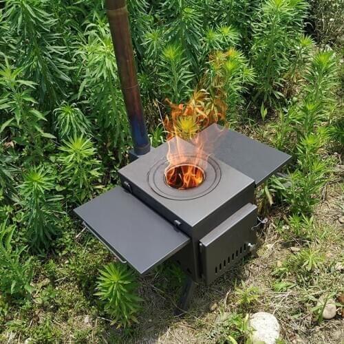 BBQ Stove with Pipe Portable Wood Burning Stove Multipurpose Camping Heating Wood Burning Stove for Tents Shelters and Camping
