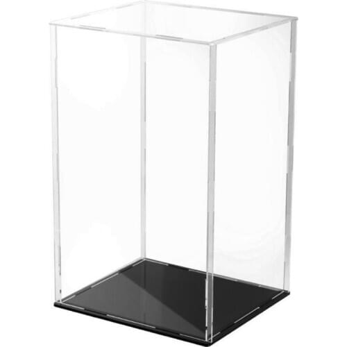Clear Acrylic Display Case Black Base Dustproof Protection Model Toy Show Box 63HE