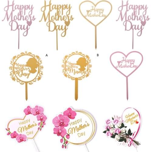 New Happy Birthday Mommy Daddy Acrylic Cake Topper Gold Mirror Cake Topper For Father Mother Birthday Party Cake Decorations