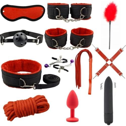 Sex Kit Sex Toys For Women Men Erotic Handcuffs Whip Sextoy Anal plug Adult Toys Bdsm Bondage Set sm products Vibrator Sex toys