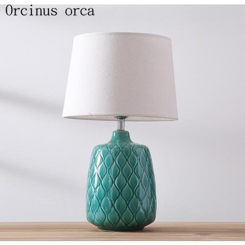 Nordic modern minimalist ceramic desk lamp living room bedside lamp American style creative and fashionable table lamp