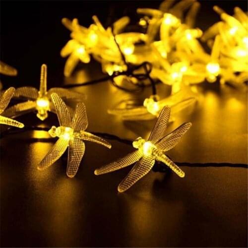 Solar String Lights 20 LED Solar Light Dragonfly Waterproof Outdoor Garden Party Decoration Light For Xmas Party Garden