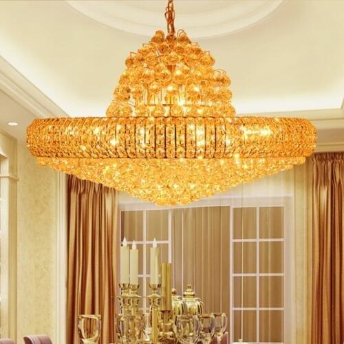 Modern Gold K9 Crystal Chandelier Big Round Golden Crystal Chandeliers Lighting Fixture Home Hotel Club Crystal Light AC90V-260V