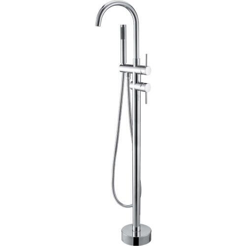Modern Bathroom Floor Mount Clawfoot Bath Tub Filler shower Faucet mixer Tap with Hand Shower