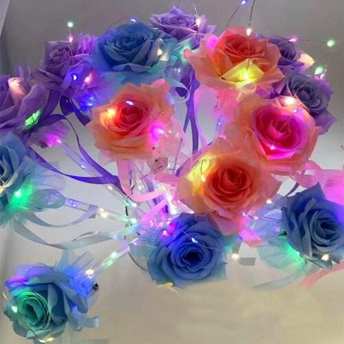 Glowing Romantic LED Luminous Light Up Rose Flower Valentines Day Gift Party Home Proposal Wedding Birthday Decor