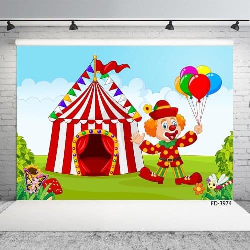 Cartoon Circus Clown Child Birthday Party Photography Background Baby Newborn Photo Booth Studio Props Vinyl Photocall Backdrops