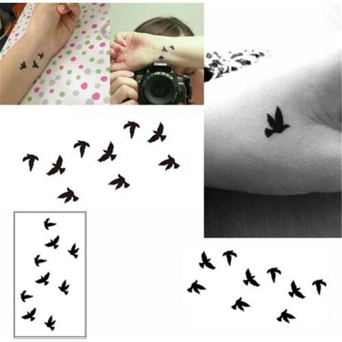 1/3/5PCS Temporary Tattoo Stickers Black Small Bird Pattern Design Body Art Fake Tattoo Stickers On Ear Finger Body Tattoos