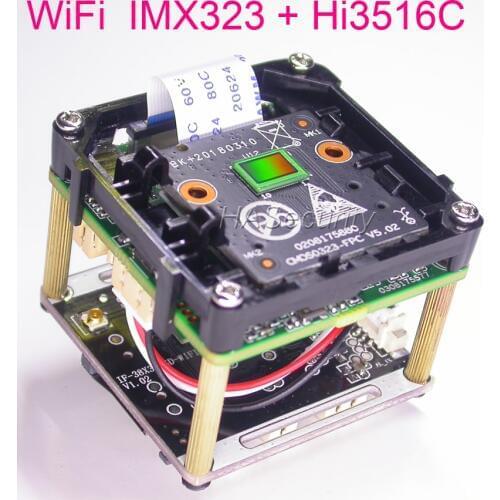 WiFi Intelligent Analysis H.265 / H.264 1/2.9" Sony IMX323 CMOS + Hi3516C V300 CCTV IP camera PCB board module + Antenna