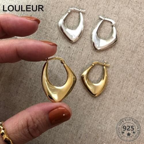 LouLeur 925 Sterling Silver Irregular Earrings for Women Nordic Style Minimalist Big Earrings For Party Female Luxury Jewelry