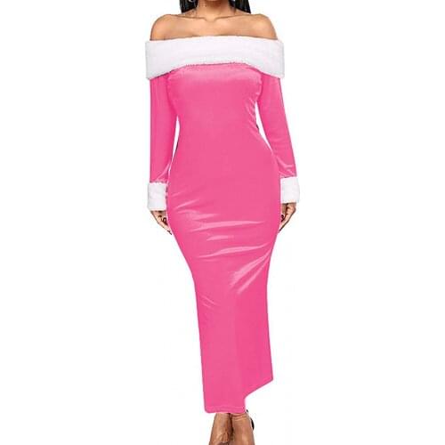 20 Colors Women Christmas Dress Velvet Sexy Santa Cosplay Carnival Party Clubwear Plus Size S-7XL Off the Shoulder Dresses