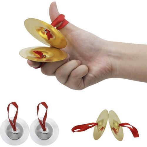 1Pair 7*1.8cm Mini Copper Cymbal Children Musical Instrument Toy with Finger Rope Percussion Musical Instrument Toy