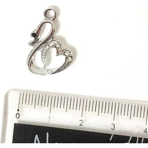 10pcs/lot Swan Rhinestone Dangle Handmade Charms Pendant DIY for Bracelet Necklace Bag