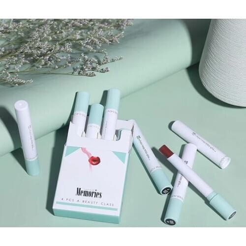 4 pcs Beautiful Lipstick Set Cigarette Lip Makeup Matte Waterproof Long lasting Lip stick Nude Sexy Red Easy to wear Lip Balm