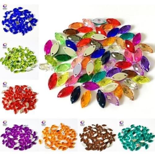 7x15mm 50pcs/lot eye shape sew on flatback rhinestones,acryl sewing crystal stone for Diy/Clothes Crafts/jewelry accessory