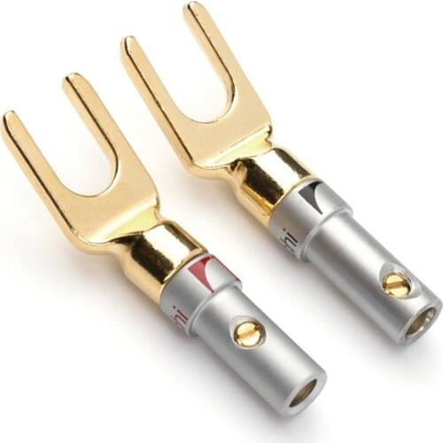 8Pcs/Lot Banana Plug Y-Type Gold Plated Copper Silver Banana Connectors Speaker Adapter Cable Wire Connectors Kit