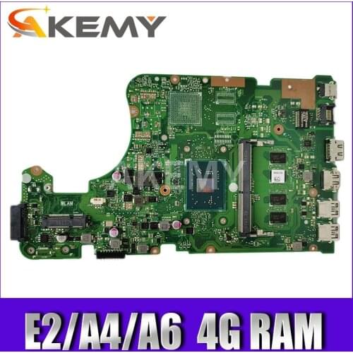 Akemy For ASUS X555QA X555BA Laotop Mainboard X555Q A555Q X555QG X555BP X555BA Motherboard with E2/A4/A6 4G RAM