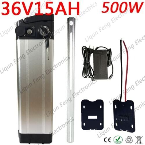 36V 10AH 12AH 15AH 18AH 500W Ebike Battery 36V Silver Fish Electric Bicycle Lithium Battery Fit Bafang/8FUN BBS01 Motor