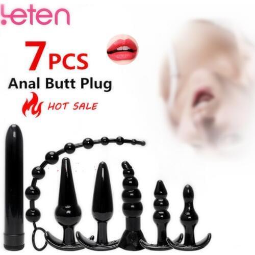 7 PCS/Set Anal Plug Combination Vibrator Anal Bead Butt Plug Clitoris Stimulator Sex Toys for adult man Women Sex Products
