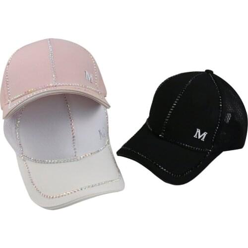 Men Women Letter M Diamond Baseball Cap Hip Hop Mesh Trucker Hat