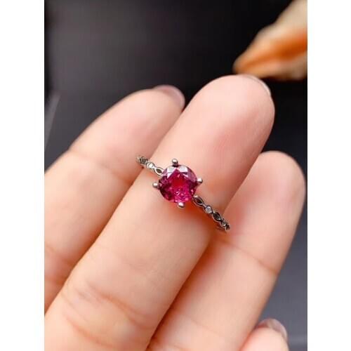 Big sale 2020 Newest style red garnet gemstone ring for women jewelry good cut real 925 silver natural gem birthday gift