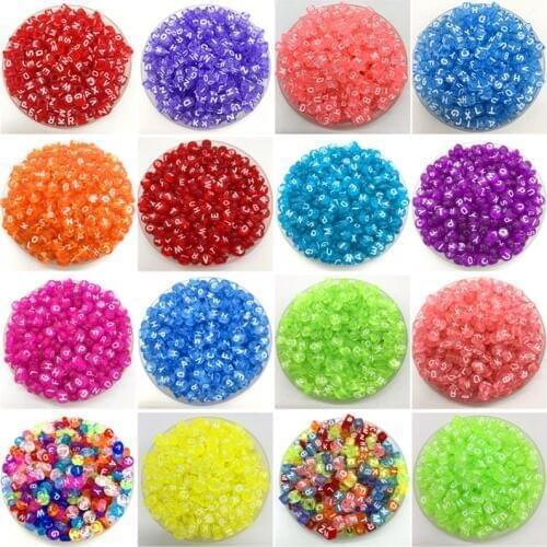 100pcs 6x6mm 4x7mm Letter Beads Colorful Mix 26 Alphabet Charms DIY Beads For Bracelet Necklace Jewelry Making