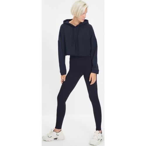 Black High Waist Gatherer Knitted Leggings Women Sports Wear