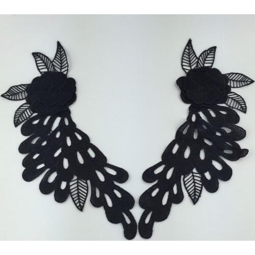 Black Flower Neckline Collar Hot Sale Venise Lace Applique sew on clothes DIY handicrafts Wedding Dress accessories BW100