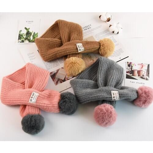 Children Knitted Scarf Wool Warm Thicken Scarf Ring Neck Scarves Autumn and Winter For 1-10years Boys and Girls