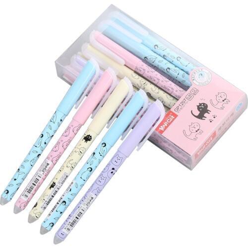 4 pcs/lot Cat Animal Erasable Gel Pen Cute 0.38 mm blue ink Signature Pen Escolar School writing Supply Promotional Gift