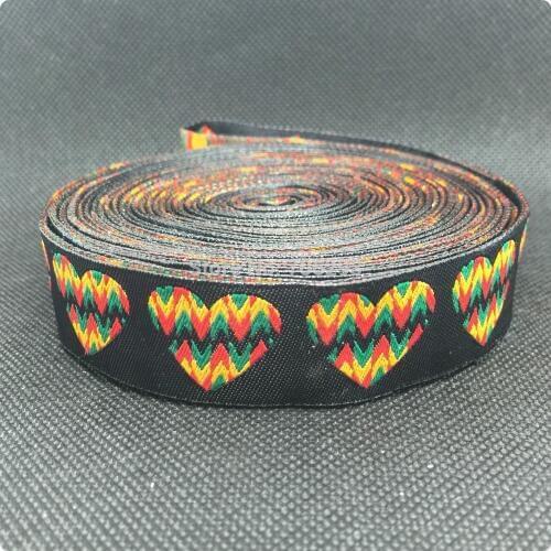 HOT!!! 2015 NEW wholesale 7/8'' 22mm Wide Colorful hearts series Woven Jacquard Ribbon dog chain accessories 10yards/lot