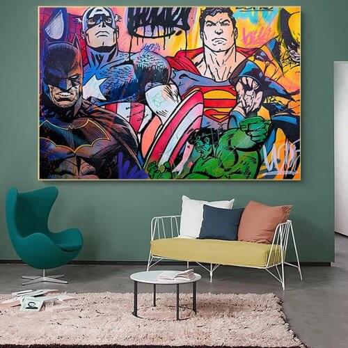 Graffiti Art Marvel Avengers Canvas Wall Art Superhero Painting Abstract Prints and Posters Pictures Living Room Decor Cuadros