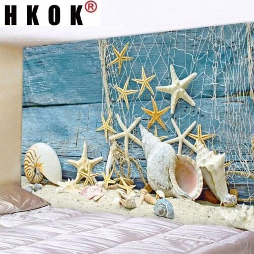 HKOK Starfish Tapestry Wall Rugs Wall Hanging Fabric Mural Background Cloth Towel Beach Fabric Blanket Bedroom Home Decor