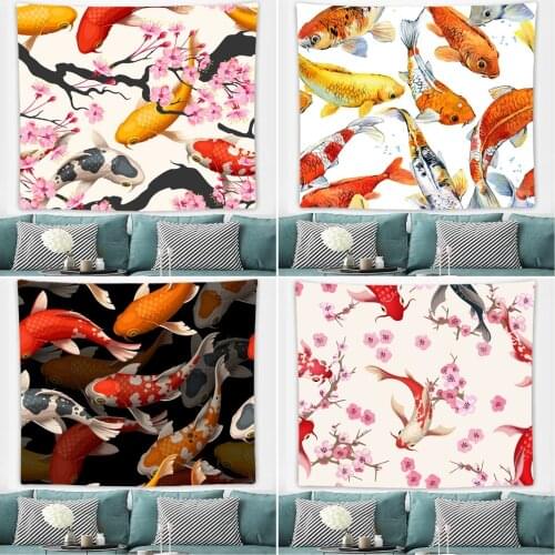Carp Tapestry Landscape Tapestry Wall Hanging Fish Tapestries Hippie Wall Art Tapestry Bedroom Dorm Decor Blanket