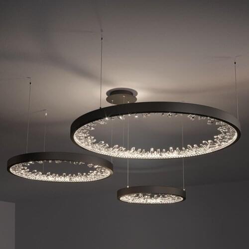 Ring design modern LED chandelier lamp crystal living lighting 3 lights changeable project lighting