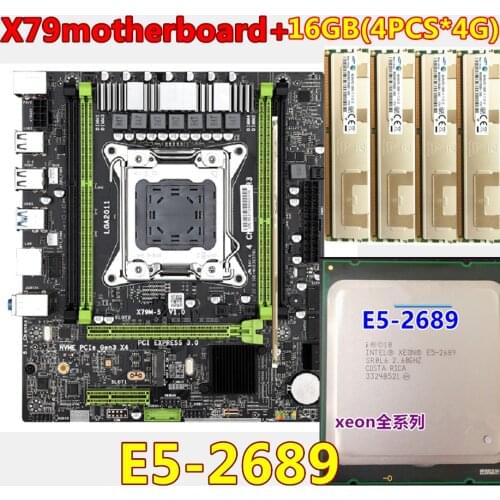 X79 S2.0 SATA2.0*4 motherboard set with LGA2011 combos Xeon E5 2689 CPU 4pcs x 4GB = 16GB memory DDR3 RAM radiator 1600Mhz PC3