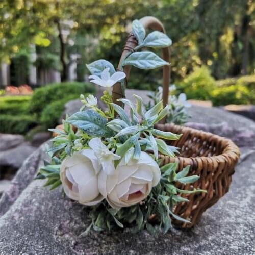 Camellia Flower Girl Basket Ceremony Basket Storage Candy Confetti Card Container Party Wedding Decoration Wedding Basket