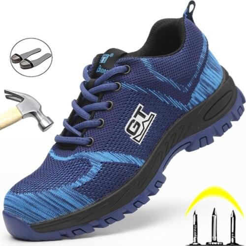 Construction Work Safety Shoes Men Indestructible Work Shoes Steel Toe Cap Work Sneakers Men Puncture Proof Protective Shoes
