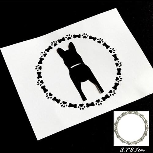 Round Shape Dog Paw Print Frame Decoration Metal Cutting Dies New Diy Emboss Stencil Scrapbooking Dies For Card Making 2021
