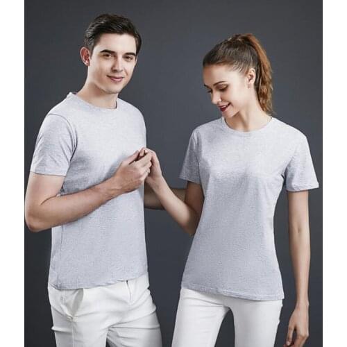 TJ-TianJun Summer Men Cotton Short Sleeve T-Shirt Round Neck Pure Color Women Slim-Cut Soft Breathble Pullover Underwear Outdoor